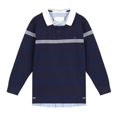 J by Jasper Conran Boys' navy single stripe mock sweater
